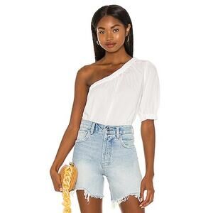 Rails Womens Jayla Top One Shoulder Puff Sleeve Lightweight Blouse White XL NWT